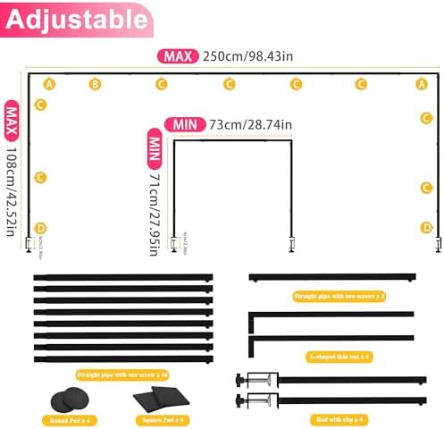 Over Table Rod Stand with Clamp 2 Pack Black Table Arch Banner Stand in 3.5FT in Black, alternate view 2