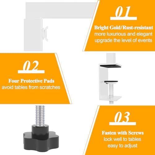 Over Table Rod Stand with Clamp 2 Pack White Table Arch Banner Stand in 3.5FT in White, alternate view 5