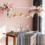 Over The Table Rod Stand with Clamps Adjustable 30"-43" Tall 47"-98" Length White Table Arch Hanging for Wedding