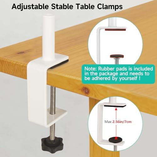 Over The Table Rod Stand with Clamps Adjustable 30"-43" Tall 47"-98" Length White Table Arch Hanging for Wedding, alternate