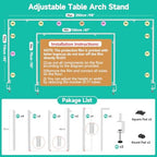 Over The Table Rod Stand with Clamps Adjustable 30"-43" Tall 47"-98" Length White Table Arch Hanging for Wedding, alternate