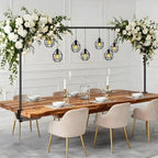 Over The Table Rod Stand with Clamps Adjustable 30"-43" Tall 47"-98" Length Black Table Arch Hanging for Wedding