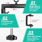 Over The Table Rod Stand with Clamps Adjustable 30"-43" Tall 47"-98" Length Black Table Arch Hanging for Wedding, alternate