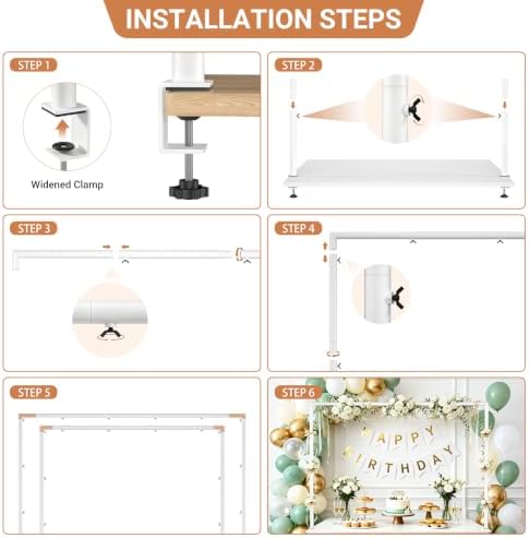 Over The Table Rod Stand with Clamps, Adjustable 32"-102'' Length 14"-56" Height Metal White Table Arch Hanging, alternate