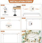 Over The Table Rod Stand with Clamps, Adjustable 32"-102'' Length 14"-56" Height Metal White Table Arch Hanging, alternate