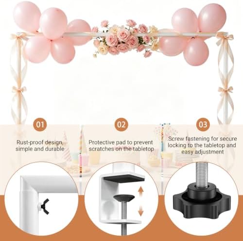 Over The Table Rod Stand with Clamps, Adjustable 32"-102'' Length 14"-56" Height Metal White Table Arch Hanging, alternate