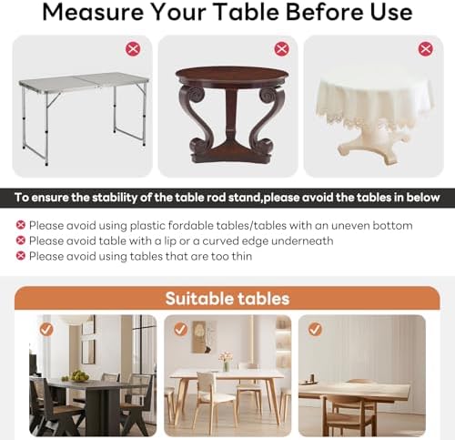 Over The Table Rod Stand with Clamps, Adjustable 32''-79'' Tall 32"-131" Length, White Table Arch Stand Metal, alternate view