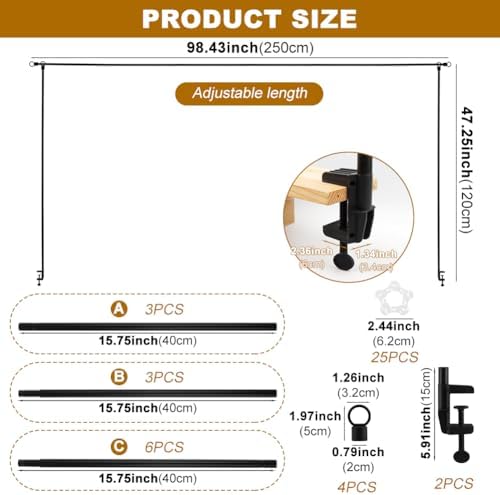 Over The Table Rod Stand with Clamps Adjustable Table Balloon Arch Stand, alternate view 3