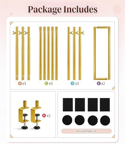 Over The Table Rod Stand with Clamps for Balloon Backdrop, Gold in Gold, alternate view 6