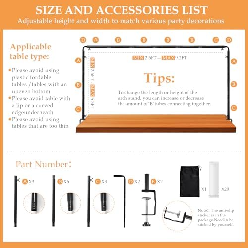 Over The Table Rod Stand with Clamps for Party Decoration Black, alternate view 6