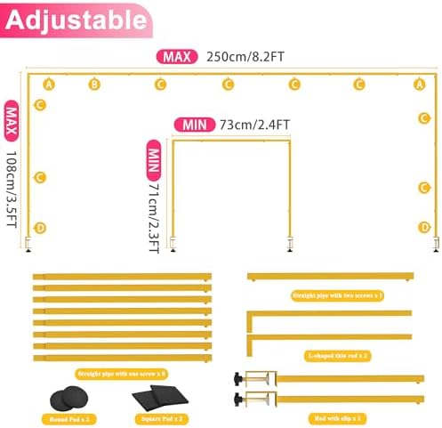 Over The Table Rod Stand with Clamps Gold Table Arch Banner Stand in Gold, alternate view 2