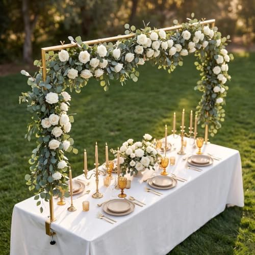 Over The Table Rod Stand with Clamps Gold Table Balloon Arch Banner Frame, alternate view 2