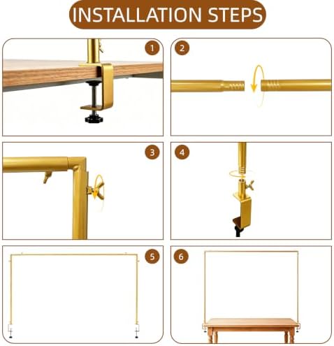 Over The Table Rod Stand with Clamps Gold Table Balloon Arch Banner Frame, alternate view 4