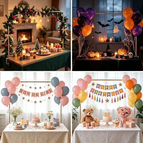 Over The Table Rod Stand with Clamps Gold Table Balloon Arch Banner Frame, alternate view 6