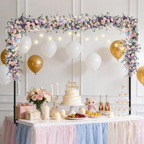 Over The Table Rod Stand with Clamps Table Backdrop Stand Adjustable 29"-42" Tall 28"-98" Length Balloon Arch