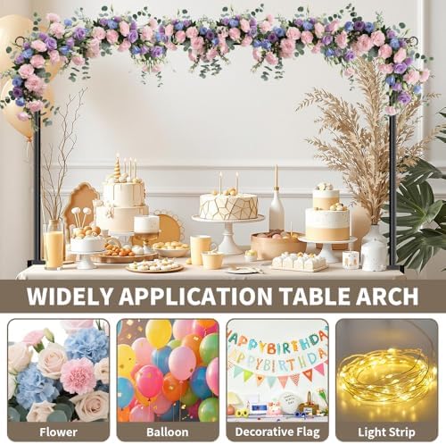 Over The Table Rod Stand with Clamps Table Backdrop Stand Adjustable 29"-42" Tall 28"-98" Length Balloon Arch, alternate view
