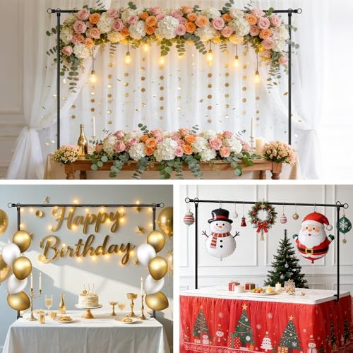 Over The Table Rod Stand with Clamps Table Backdrop Stand Adjustable 29"-42" Tall 28"-98" Length Balloon Arch, alternate view