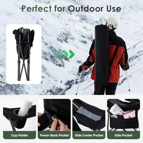 Oversized Heated Camping Chair for Adults Without Power Bank, Portable Outdoor Chairs with 3 Heat Levels, alternate view 5