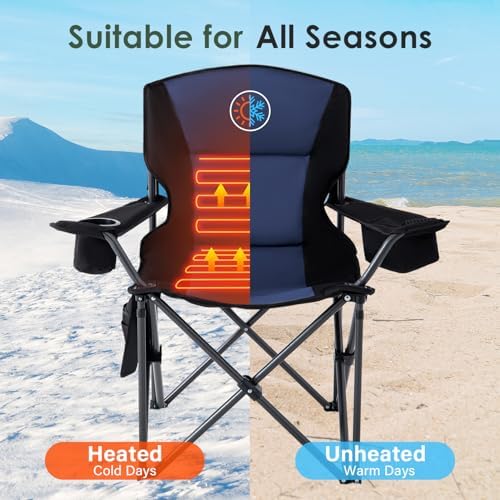 Oversized Heated Camping Chair for Adults Without Power Bank, Portable Outdoor Chairs with 3 Heat Levels, alternate view 4