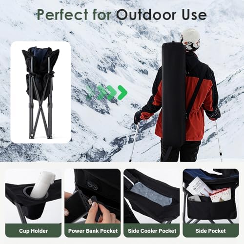 Oversized Heated Camping Chair for Adults Without Power Bank, Portable Outdoor Chairs with 3 Heat Levels, alternate view 5
