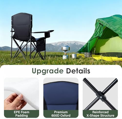 Oversized Heated Camping Chair for Adults Without Power Bank, Portable Outdoor Chairs with 3 Heat Levels, alternate view 6