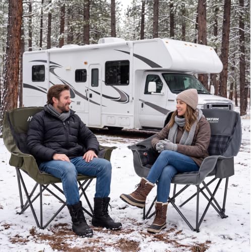 Oversized Heated Camping Chair with 3 Levels Adjustable Temperature, Green in Single Pack in Green, alternate view 2