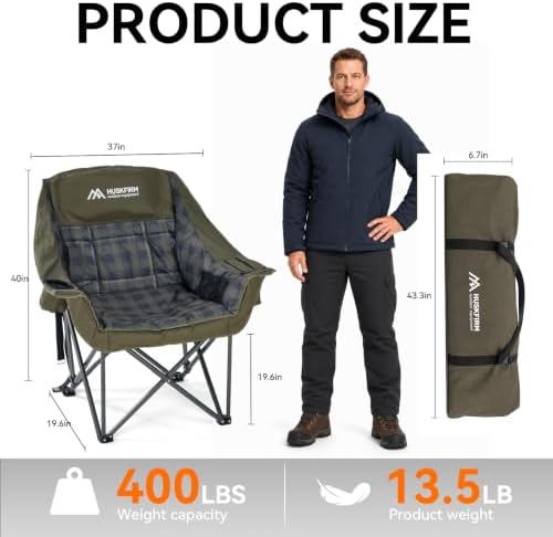 Oversized Heated Camping Chair with 3 Levels Adjustable Temperature, Green in Single Pack in Green, alternate view 3