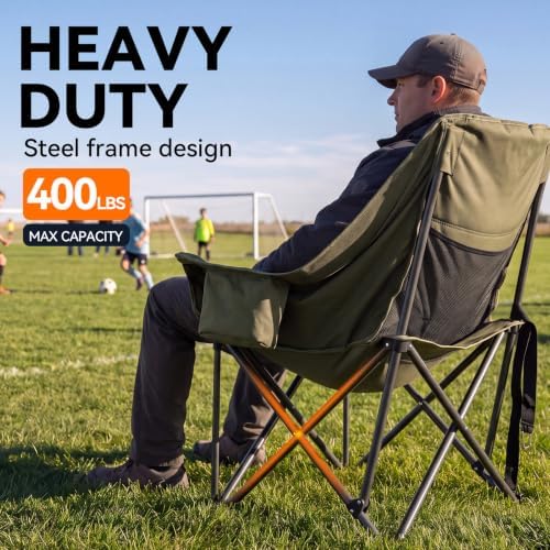 Oversized Heated Camping Chair with 3 Levels Adjustable Temperature, Green in Single Pack in Green, alternate view 6