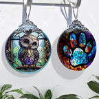 Owl Christmas Ornaments - Stained Glass Holiday Decorations, Tree Ornaments, Xmas Gifts for Owl Lovers, alternate view 4