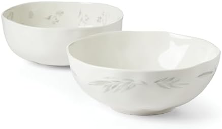 Oyster Bay 2-Piece Nesting Serving Bowls, 5.50 LB, White in White