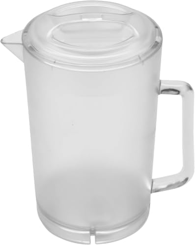 . P-3064-1-CL-EC BPA-Free Textured Scratch-Resistant Plastic Pitcher with Lid, 2 Quart (64 Ounce), Clear (Pack