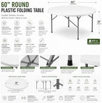 Pack 10! 60 Inch Round Folding Table, Commercial Grade Plastic Event Table, Heavy Duty Indoor Outdoor Banquet, alternate view