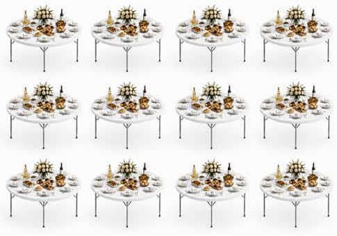 Pack 12! Heavy Duty 60" Round Folding Table, Commercial Plastic Banquet Table, Portable Indoor Outdoor Event