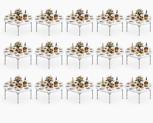 Pack 15! Heavy Duty 60" Round Folding Table, Commercial Plastic Banquet Table, Portable Indoor Outdoor Event