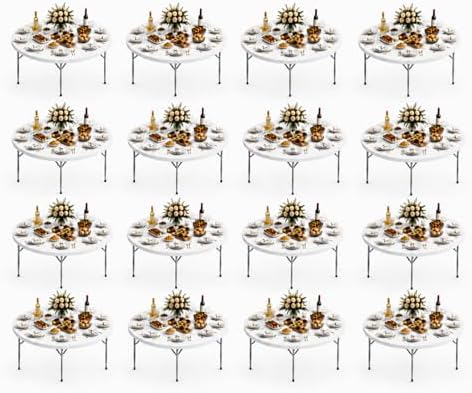 Pack 16! Heavy Duty 60" Round Folding Table, Commercial Plastic Banquet Table, Portable Indoor Outdoor Event