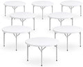 Pack 7! 60 Inch Round Folding Table, Commercial Grade Plastic Event Table, Heavy Duty Indoor Outdoor Banquet
