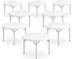 Pack 7! 60 Inch Round Folding Table, Commercial Grade Plastic Event Table, Heavy Duty Indoor Outdoor Banquet