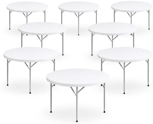 Pack 7! 60 Inch Round Folding Table, Commercial Grade Plastic Event Table, Heavy Duty Indoor Outdoor Banquet