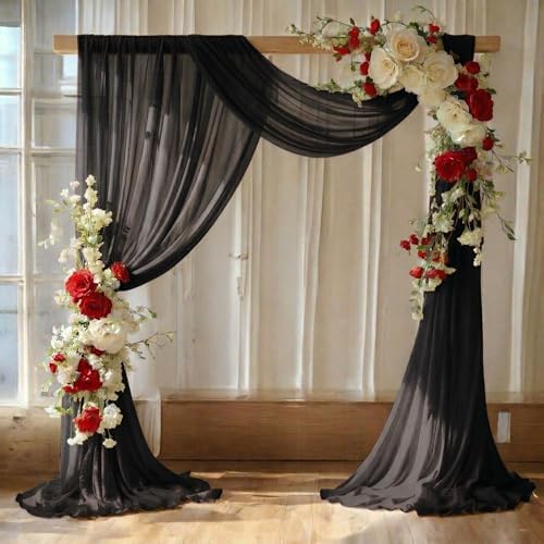 Pack of 1 Wedding Arch Drape Panel Fabric 30" x 100ft - Black in Black