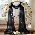 Pack of 1 Wedding Arch Drape Panel Fabric 30" x 100ft - Black in Black, alternate view 6