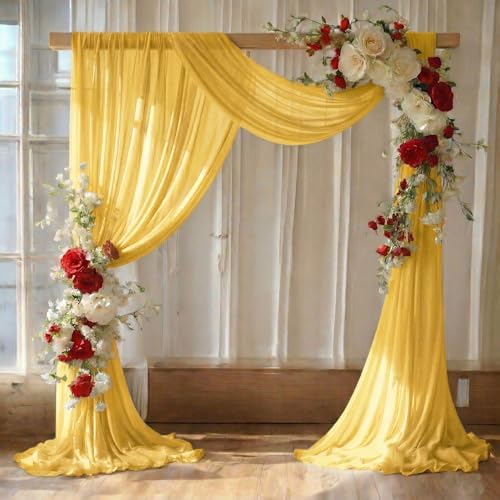 Pack of 1 Wedding Arch Drape Panel Fabric 30" x 100ft - Gold in Gold