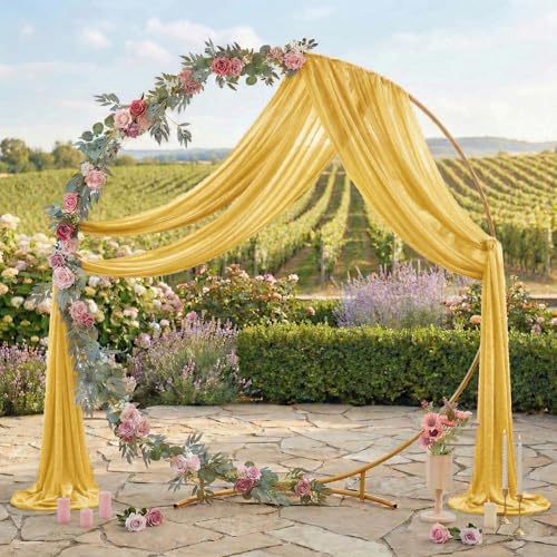 Pack of 1 Wedding Arch Drape Panel Fabric 30" x 100ft - Gold in Gold, alternate view 3
