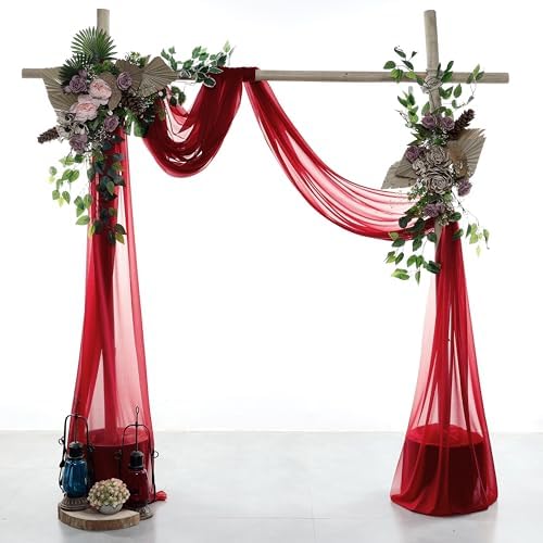 Pack of 1 Wedding Arch Drape Panel Fabric 30" x 20ft - Apple Red in Apple Red, alternate view 2