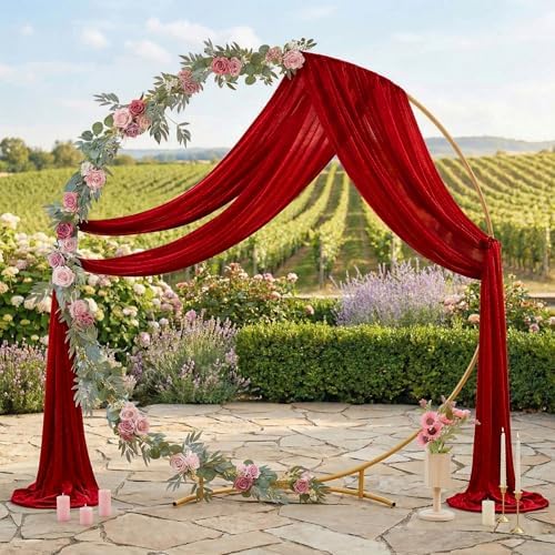 Pack of 1 Wedding Arch Drape Panel Fabric 30" x 20ft - Apple Red in Apple Red, alternate view 3