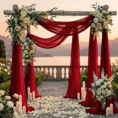 Pack of 1 Wedding Arch Drape Panel Fabric 30" x 20ft - Apple Red in Apple Red, alternate view 4