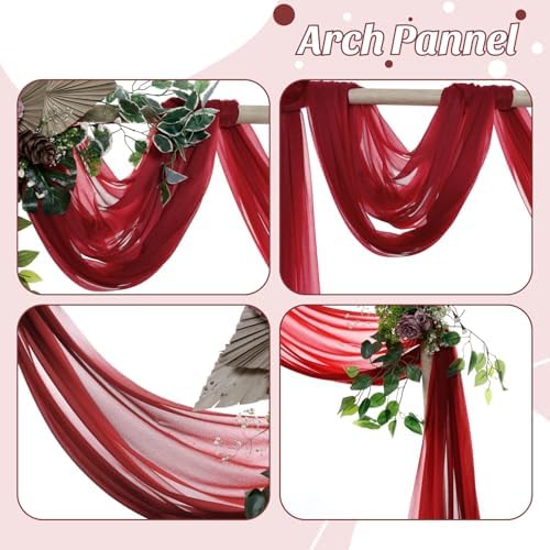 Pack of 1 Wedding Arch Drape Panel Fabric 30" x 20ft - Apple Red in Apple Red, alternate view 5