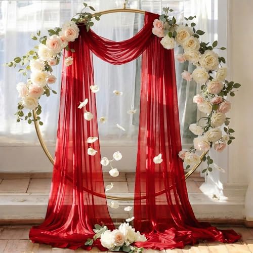 Pack of 1 Wedding Arch Drape Panel Fabric 30" x 20ft - Apple Red in Apple Red, alternate view 6