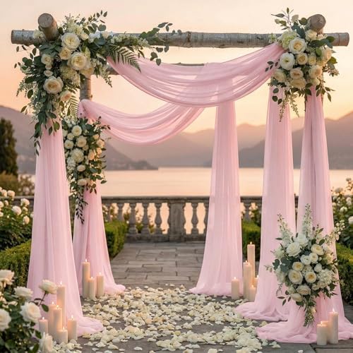 Pack of 1 Wedding Arch Drape Panel Fabric 30" x 20ft - Blush Pink in Blush Pink, alternate view 4