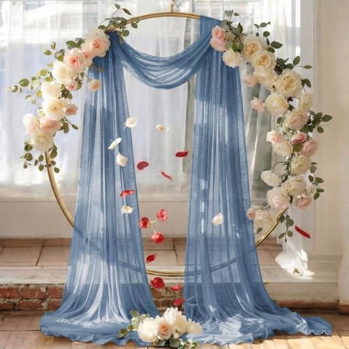 Pack of 1 Wedding Arch Drape Panel Fabric 30" x 20ft - Dusty Blue in Dusty Blue, alternate view 6