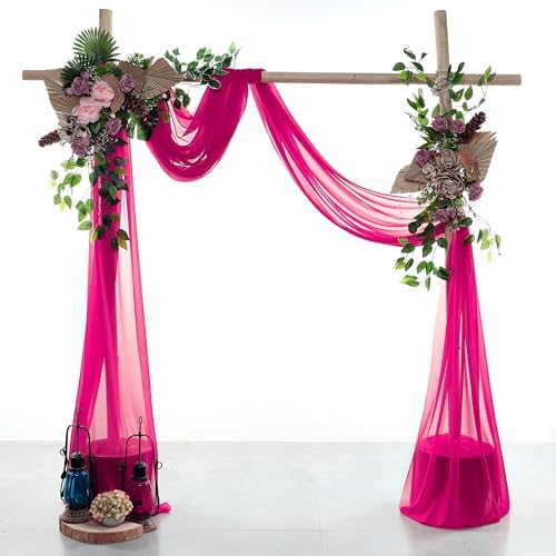 Pack of 1 Wedding Arch Drape Panel Fabric 30" x 20ft - Hot Pink in Hot Pink, alternate view 2